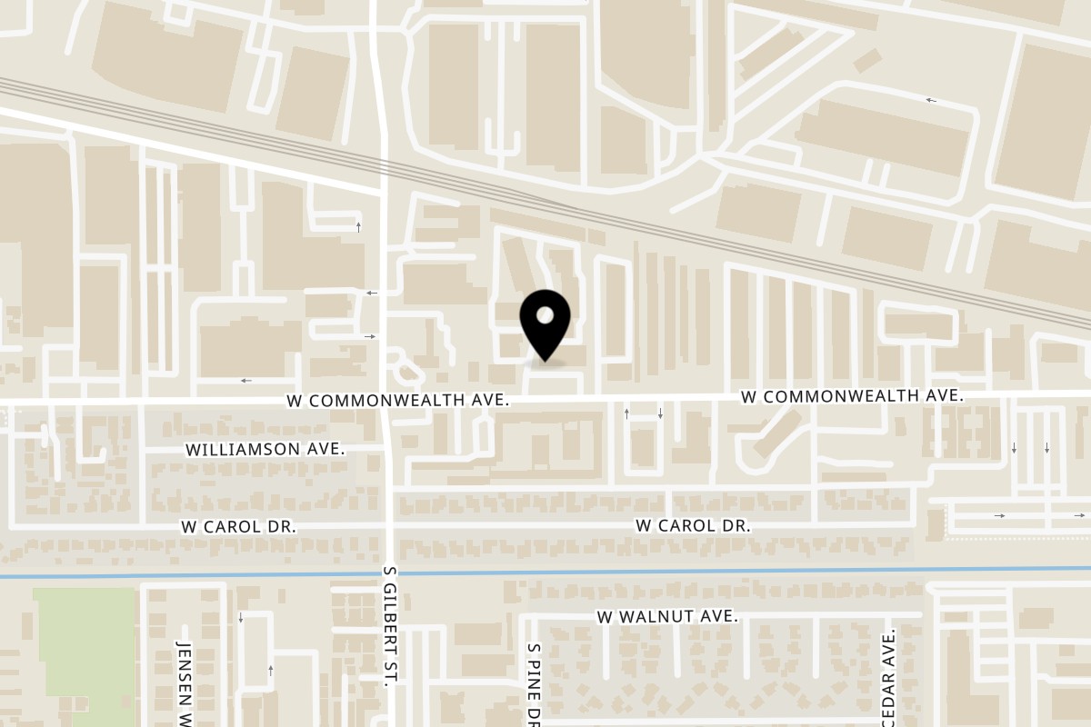 Map showing the location of Goobne Chicken on 2009 W Commonwealth Ave A in Fullerton
